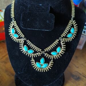 Turquoise and gold plated necklace